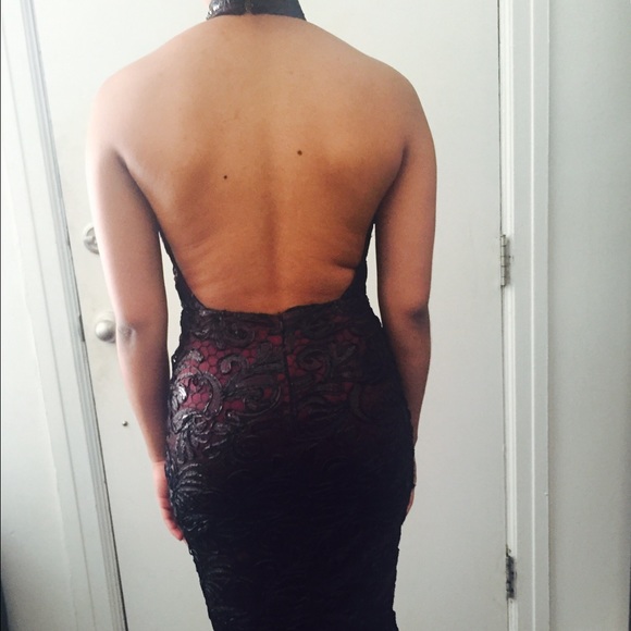 Perfect Wine/Black Lace Holiday gown - Picture 3 of 4