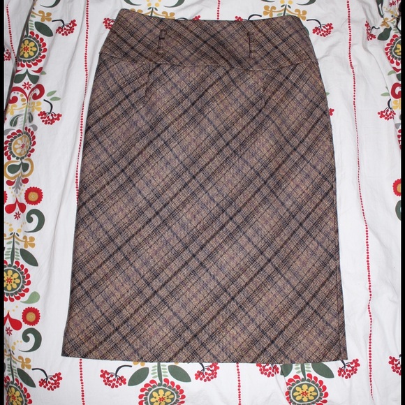 Antonio Melani Brown Tweed Pencil Skirt - 0