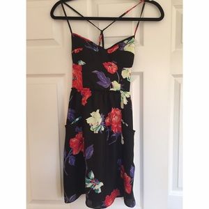 Black floral print dress