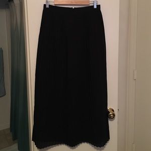 J. Crew Navy Blue Pleated Maxi Skirt