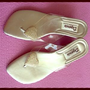 Size 9 Dezario Rhinestone silver sandals