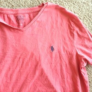 Red polo v neck tshirt