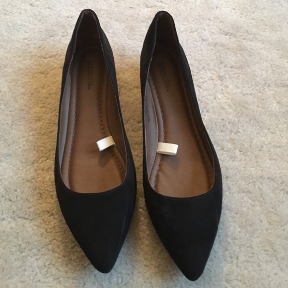 Black suede flats