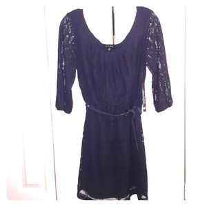Navy blue, quarter length, lace dress.