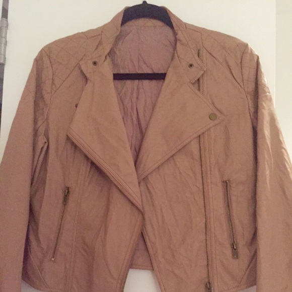 Bar III Seam Detail Blush Pleather Jacket