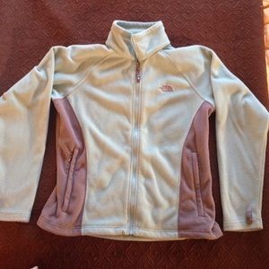 Aqua and grey North Face fleece
