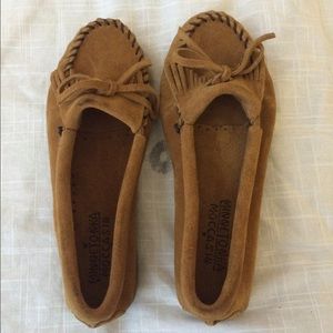 Minnetonka moccasins in Tan
