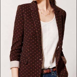 Anthropologie Cartonnier polka dot blazer