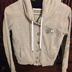 Gray button up Philadelphia Flyers hoodie