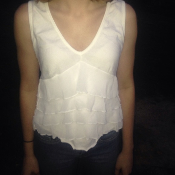 Layered white v-neck tank