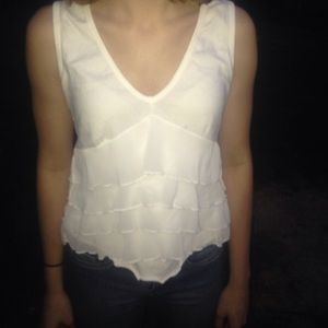 Layered white v-neck tank
