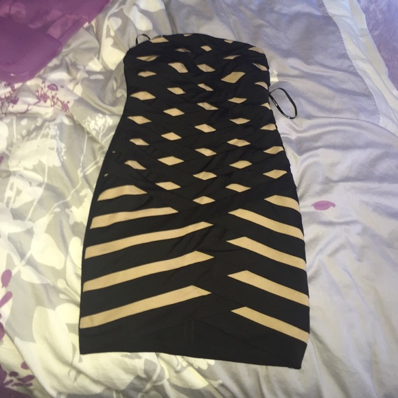 Skinny & tight Black and Tan dress, stretchy FINAL