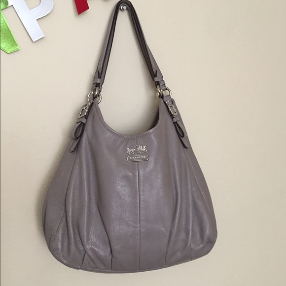 Taupe leather coach purse