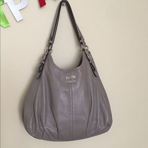Taupe leather coach purse