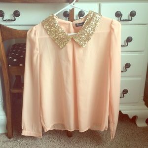 Sequined collar blouse