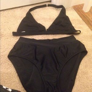 A black high wasted bikini set