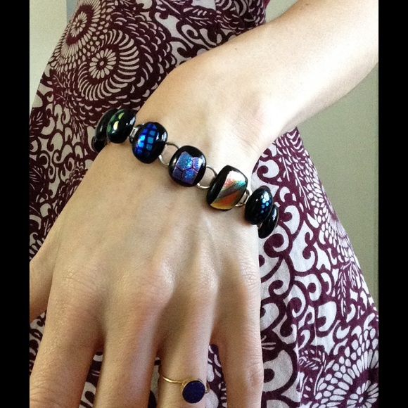 Chico's Jewelry - Fireglass Shimmer Luster Black Rainbow Bracelet Chico's Jewelry - Fireglass Shimmer Luster Black Rainbow Bracelet