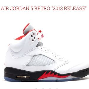 Air Jordan 5 retros. White/fire red/ black