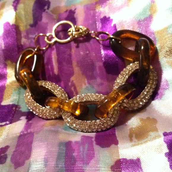 NWOT Crystal and Tortoise Shell Look Bracelet