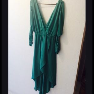 Breezy Green Flowy asymmetrical dress