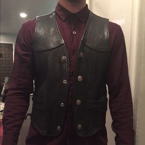 Mens Real Leather Riding Vest