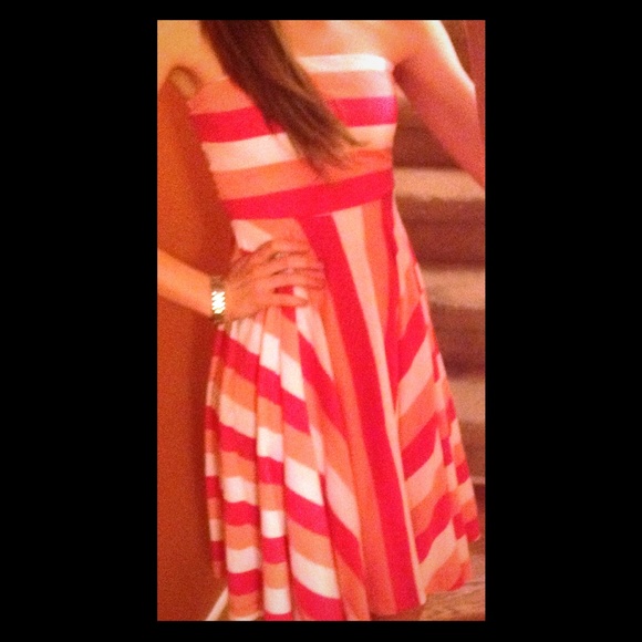 Striped Tube-Top Flare Dress
