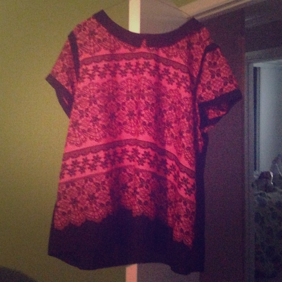 Pink Lace Pattern Dorothy Perkins Short Sleeve Top