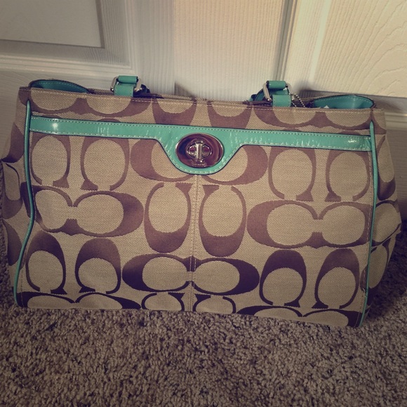 Teal Coach Signature Handbag