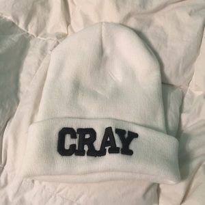 Whit 'cray' beanie
