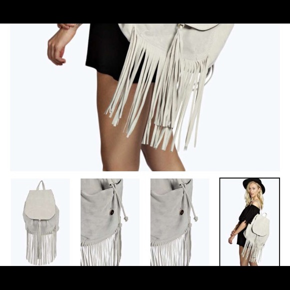 New✨Gray bookbag (backpack) with fringe