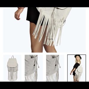 New✨Gray bookbag (backpack) with fringe