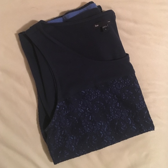 GAP Navy Rose Lace Tank Top