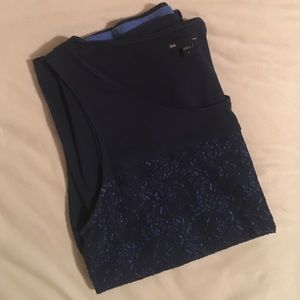 GAP Navy Rose Lace Tank Top