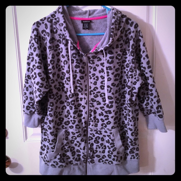 TORRID grey Animal print 3/4 length hoodie