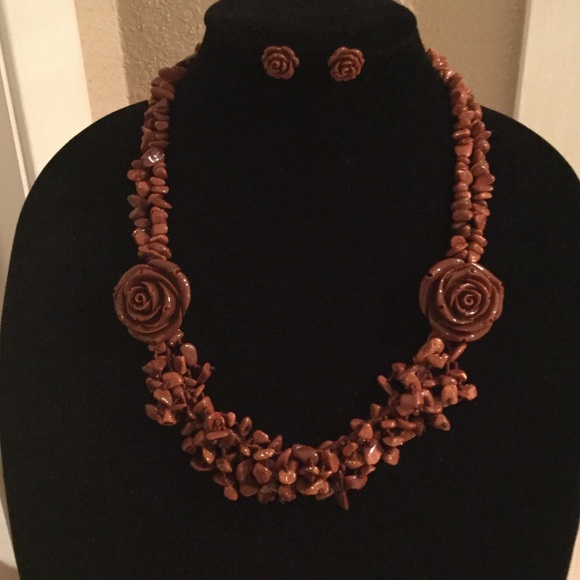Goldstone chip bead necklace set - Picture 1 of 3
