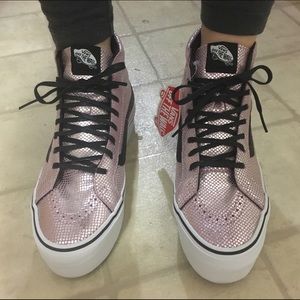 Vans sk8- Hi top metallic pink platforms