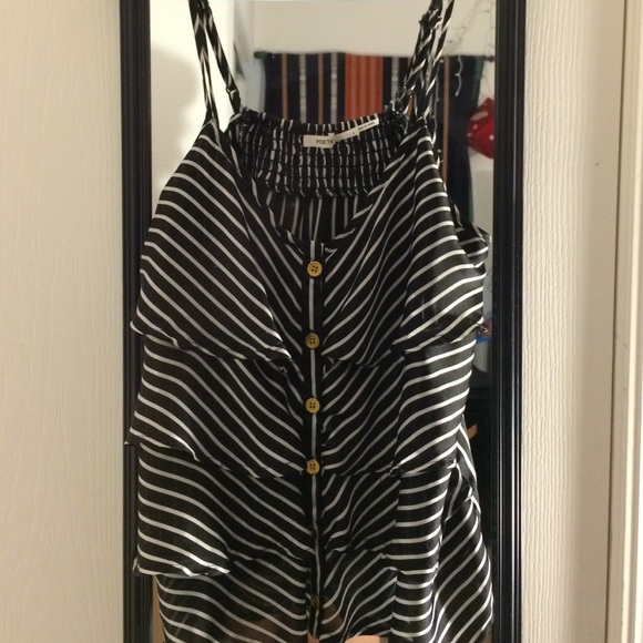 Stripped Flowy Shirt w/fake buttons