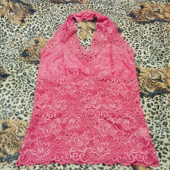 Twenty one Tops - Twenty one pink halter lace top