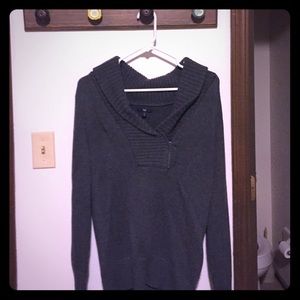 Charcoal Gray Sweater with Decorative Zipper