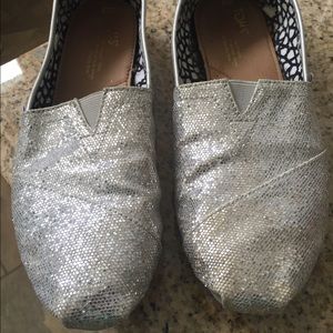 TOMS silver sparkle flats