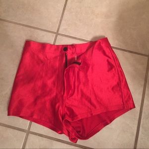 Red disco shorts