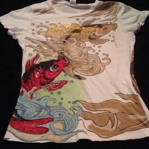 Ed Hardy Sequin Fish Shirt