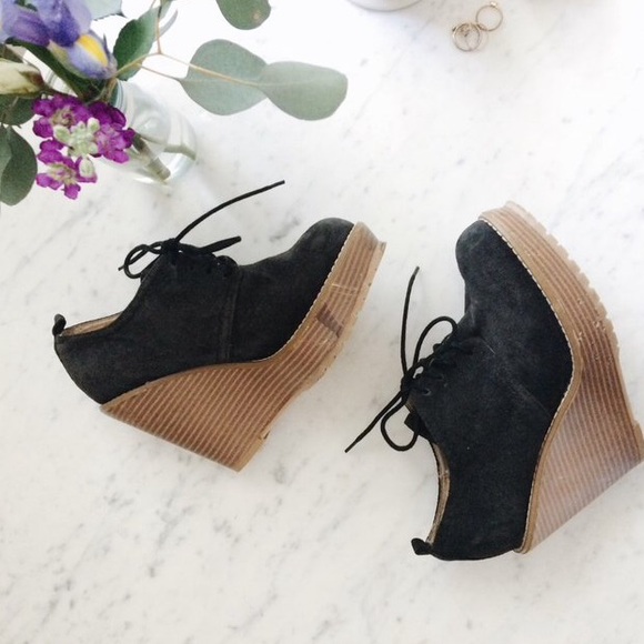 Suede booties with wedge heel