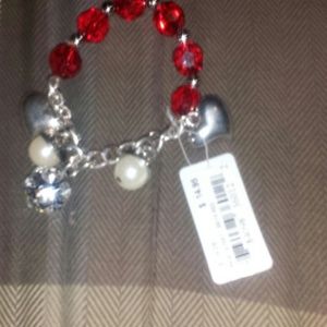 Ethel & Myrtle red and silver stretchy bracelet