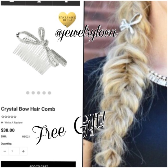 NWT Glass Crystal Bow Hair Comb