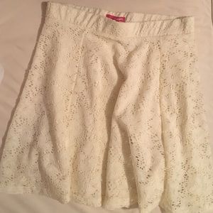 Cream Lace Mini Skirt