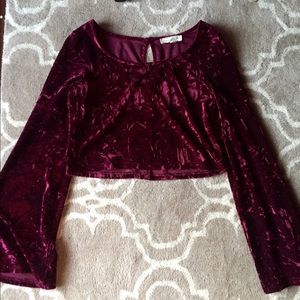 Burgundy velvet crop top