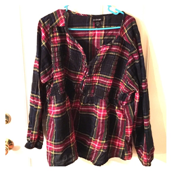 Lane Bryant PLAID Empire waist blouse