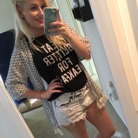 Sold out💎 Kimono black white geo print tassel - Picture 2 of 2