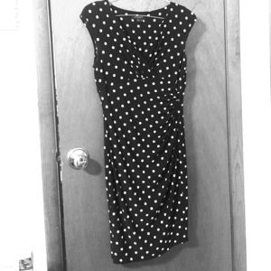 Faux wrap polka dot dress